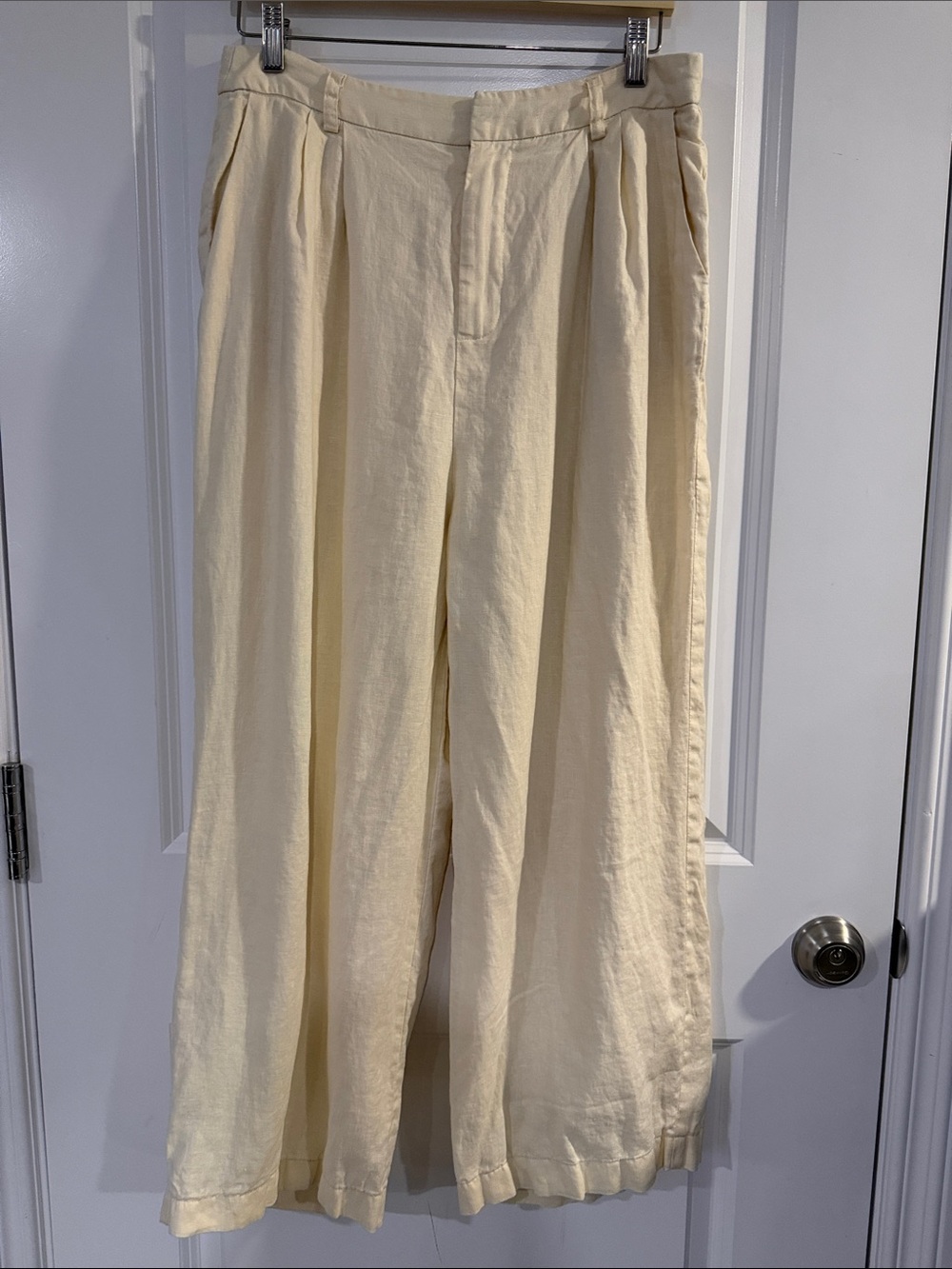 DISSH Norah High-Rise Wide-Leg Cream Linen-Blend Pants - #133 - Picture 2 of 10